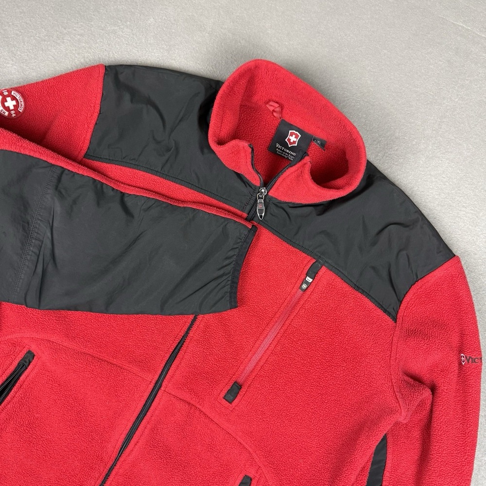 Victorinox Full Zip Fleece Jacket Men's XL Red Swiss Army Ski Pullover